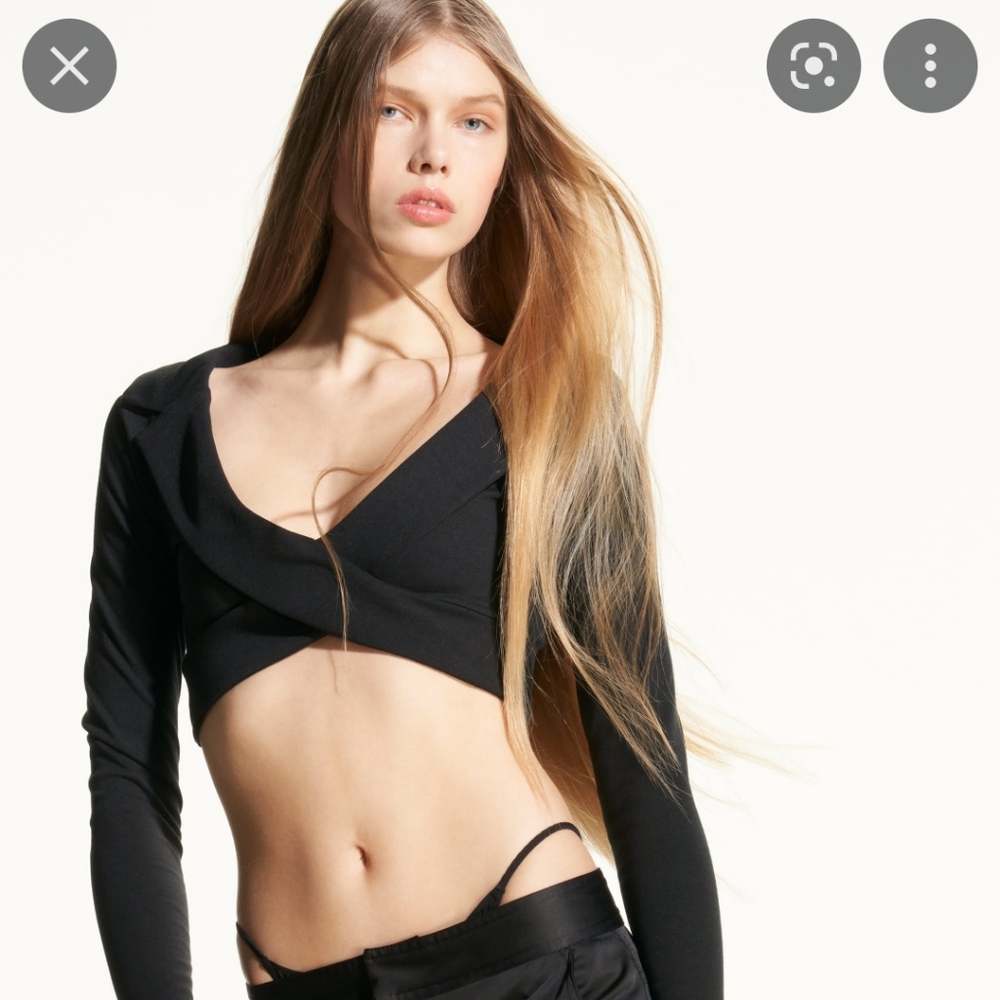 ZARA WRAP CROP TOP BLACK